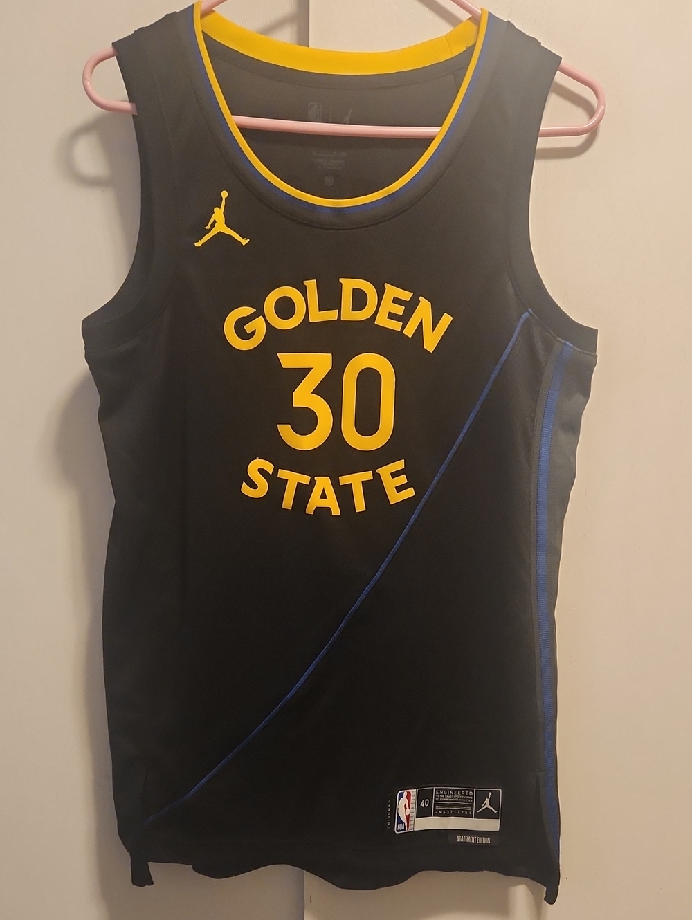 Jordan Golden State 30 Curry Black & Yellow Basketball Jersey